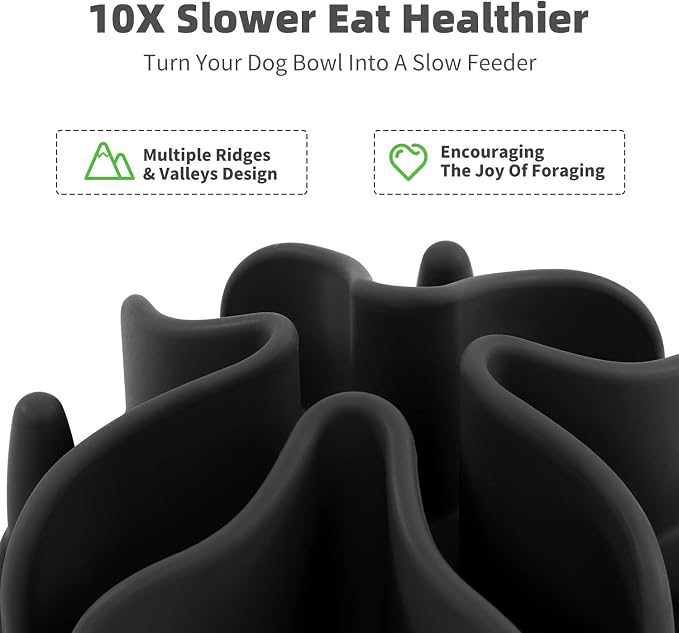 Jaoul Slow Feeder Dog Bowls Insert, Puzzle Slow Feeder Insert with 30 Octopus Suction Cups for Small Medium Large Size Dog Food Bowl (4.72 inch, Black) - Image 4
