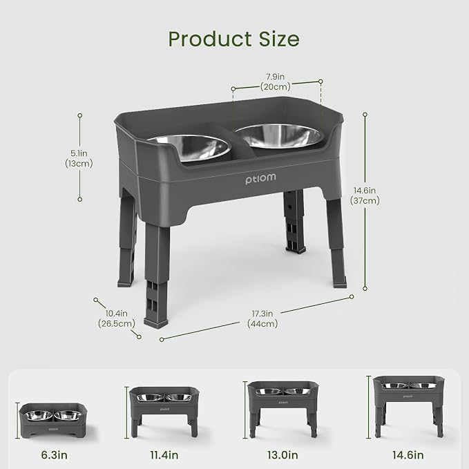 3-in-1 Elevated Dog Bowls Mess Proof Raised Slow Feeder Dog Bowls, 4 Height Adjustable Dog Bowl Stand Licking Plate with 2 56oz Stainless Steel Dog Food Bowls for Small Medium Large Dogs Pets - Image 4