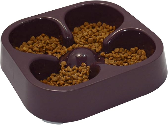 Healthy Slow Feeding Dog Bowl for French Bulldog -Slow Feeder Dog Bowl No Chocking Dog Cat Food Water Bowl with Four-Leaf Clover Pattern (Coffee) - Image 4