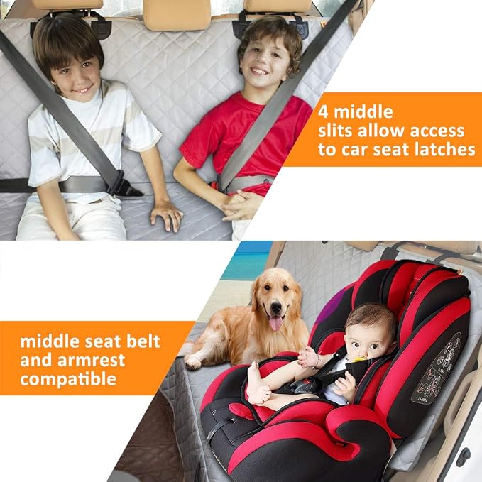 Bark Lover Dog Back Seat Cover Protector, Waterproof Dog Car Seat Covers, Nonslip Backseat Protection for Dogs and Kids, Compatible Pet Car Seat Cover for Cars & Midsize SUVs - Image 4