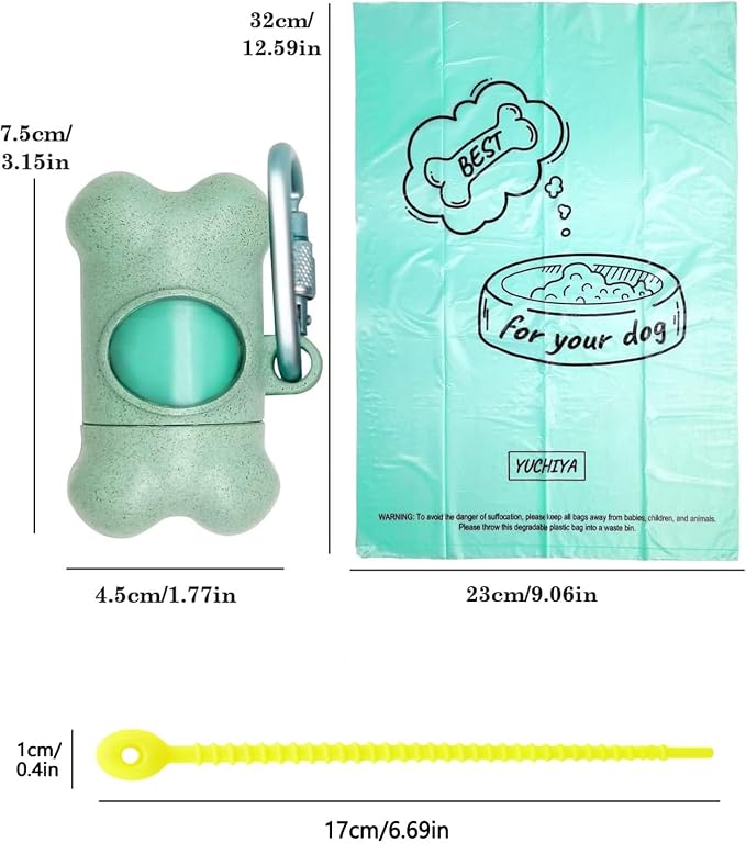 Dog Poop Pickup Bags Holder Dispenser with 1 Roll Random Color Leak-proof Scented Doggy Waste Bags and Carabiner with Safety Lock Plus Hook and Loop Fastener Never Loose on Leash Lead Again (Blue) - Image 5