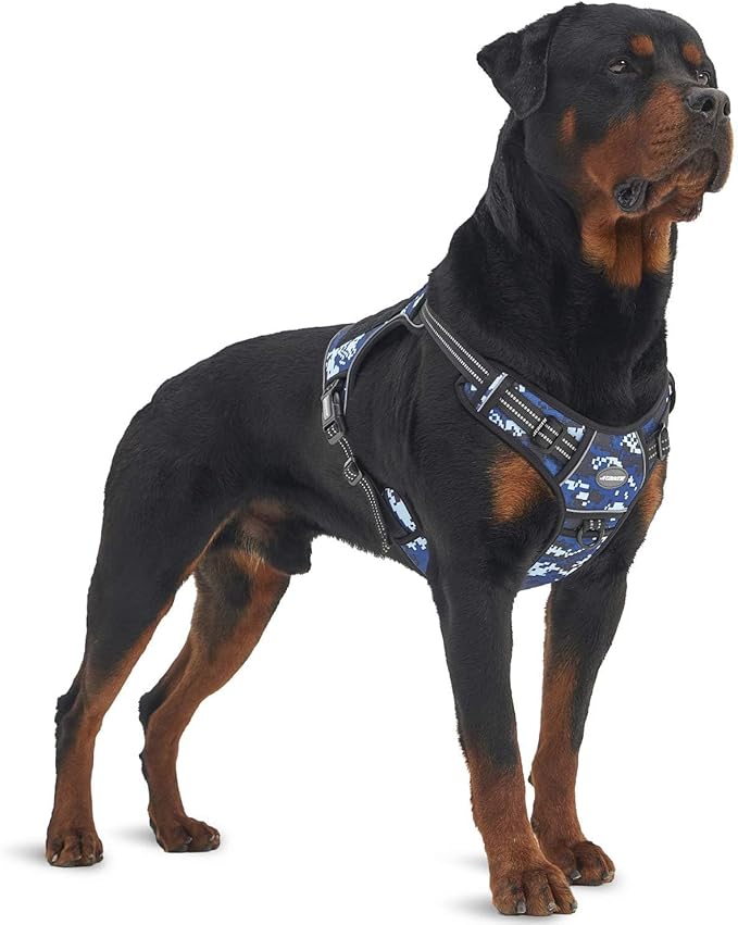 Auroth Tactical Dog Training Harness No Pulling Front Clip Leash Adhesion Reflective K9 Pet Working Vest Easy Control for Small Medium Large Dogs Blue Camo XL | Easy Control Handle, Adjustable, Reflective, Military K9, for Doberman Husky Walking Huntin... by AurothPets