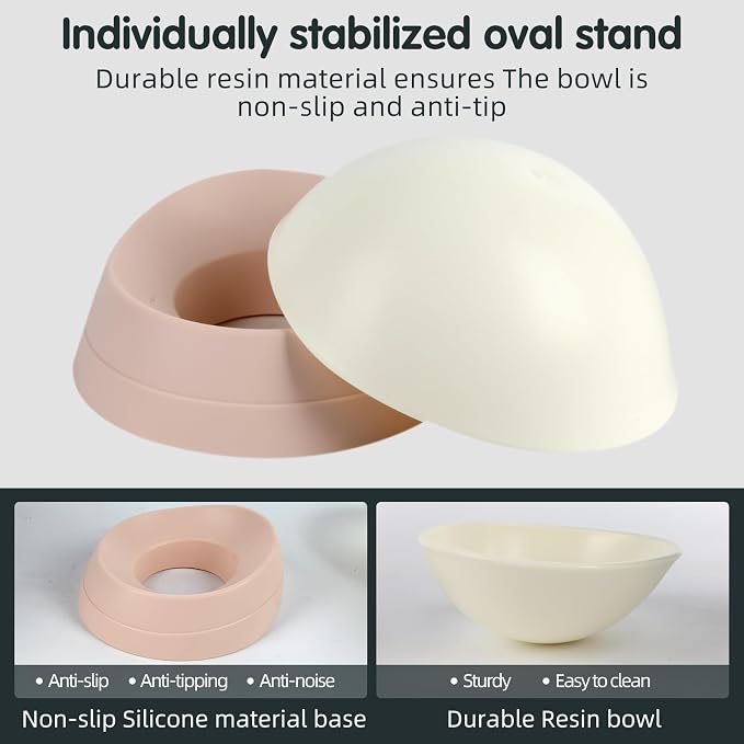 Bulldog Bowl Anti-Slip Dog Cat Dish Detachable Rubber Dog Bowl Pet Sterile Tilted Pet Feeder Slope Base (Lightpink, 3.5 Cup (Medium/Large Dog)) - Image 5
