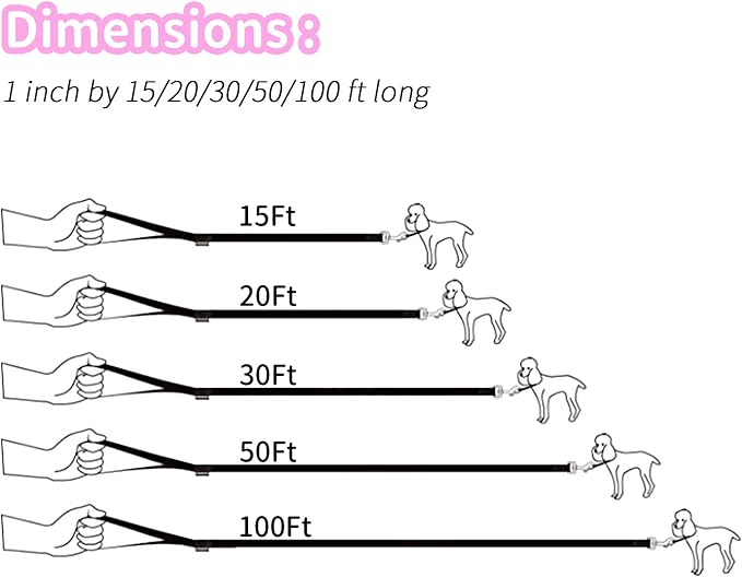 HIKISS Long Dog Leash Obedience Recall Training Agility Lead with Thickening Material for Large Dog - 15ft 20ft 30ft 50ft 100ft Training Leash(Pink 50ft) - Image 5