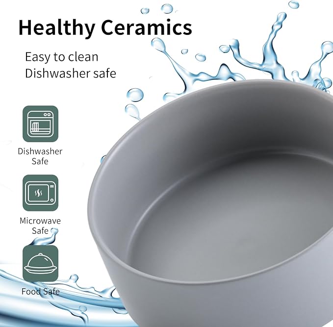 Grey Raised/Elevated Ceramic Dog Bowl for Small Medium Sized Breeds,Dog Food Water Bowl with Stand,6 in Non Slip Heavy Pet Feeding Dish 3.6 Cups/ 850 ml /28 OZ - Image 4