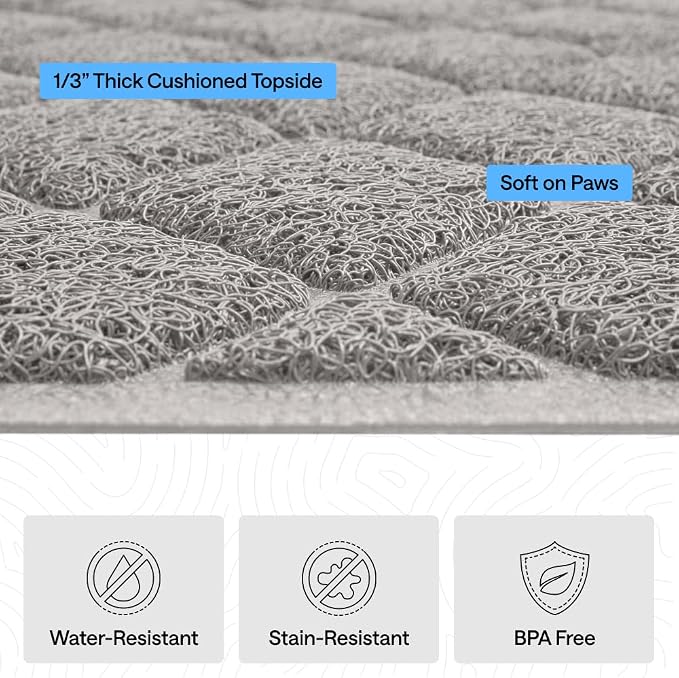 GORILLA GRIP Cat Litter Box Mat, Cushioned Coil Mesh Litter Trapping Mats, Scatter Control Supplies for Less Mess, Phthalate Free, Ultra Deep Catch Grooves, Rinse or Vacuum to Clean, 30x20 Light Gray - Image 5