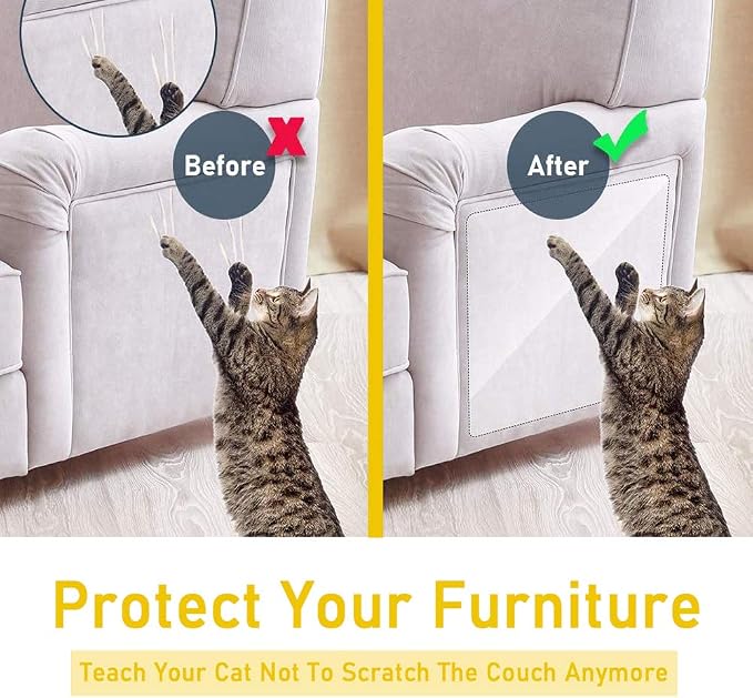 Anti-Cat Scratch Furniture Protector Deterrent Tape - 12"x17", 8 PCS | Double Side Wide Anti-Scratch Tape for Pretector Couch, Door, Wall, Carpet - Image 2