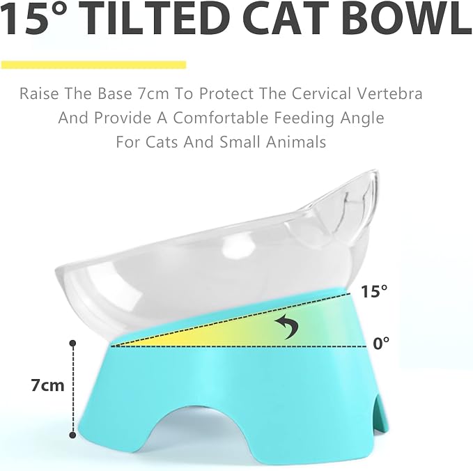 MILIFUN Raised Cat Food Bowls with Stand, Dishes for Food or Water, Tilted Bowl, Pet Dish with Stand (Arcuation-Bule) - Image 4