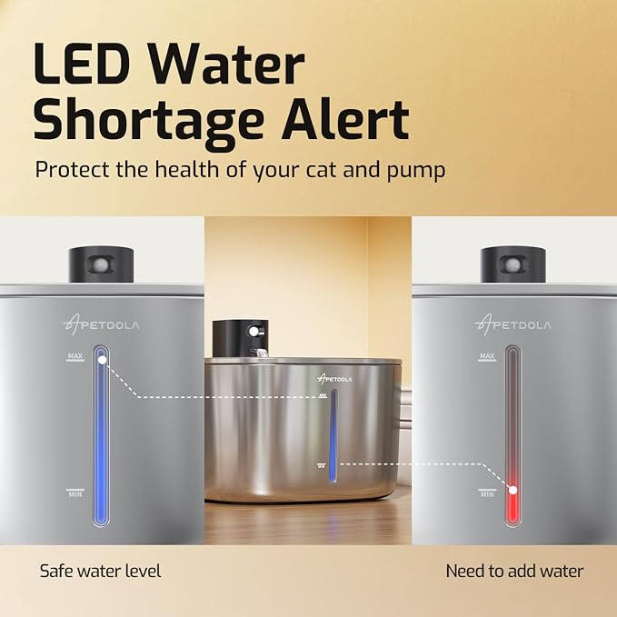 Cat Water Fountain Stainless Steel,152oz/4L Wireless Pet Fountain Battery Operated,Quiet Filtered Pet Water Fountain,Automatic Water Bowl for Cats Dogs with Motion Sensor 5 Filters - Image 5