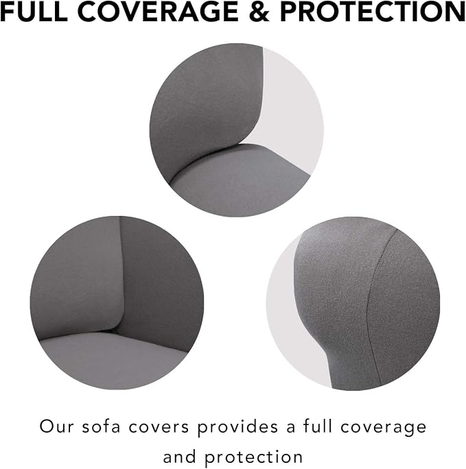 PureFit Stretch Oversized Couch Covers Fleece Sofa Slipcovers Light Gray | 1-Piece Sofa Cover Washable Soft Couch Protector, Couch Slipcover with Non Skid Foam and Elastic Bottom for Kids, Dogs - Image 3