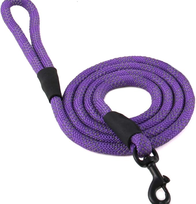 Max and Neo Rope Leash Reflective - 6 FT x 1/2" Purple, Donate a Leash to Dog Rescue by MaxandNeo