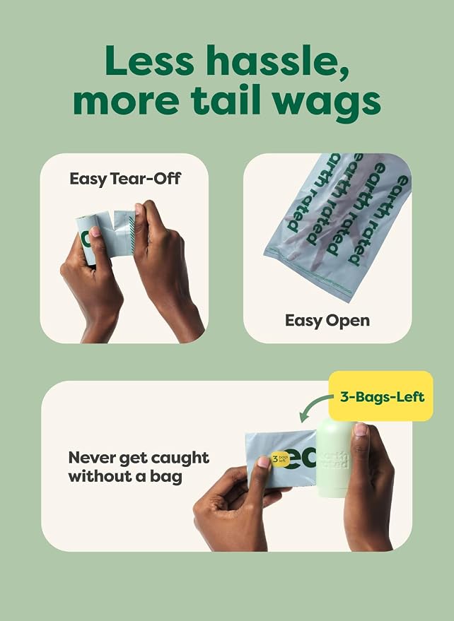 Earth Rated Dog Poop Bags on Refill Rolls, 280 Bags, Peach & Lotus | Guaranteed Leak Proof and Extra Thick Waste Bag Refill Rolls - Image 2