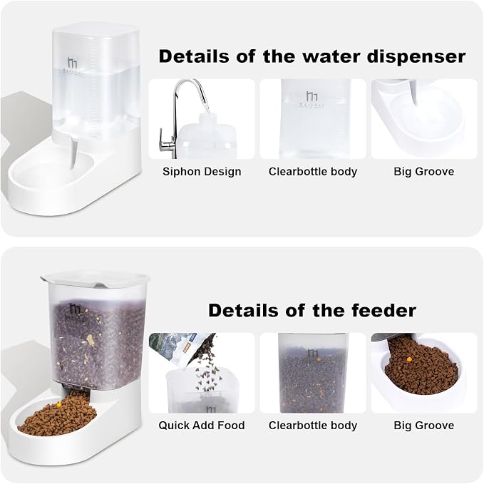 Marchul Dog Feeder and Water Dispenser, Automatic Gravity Dog Food Dispenser, Pet Food Dispenser Set for Small Medium Dogs Puppy Kitten (1 Gallon / 3.8L with Silicone Mat) - Image 4