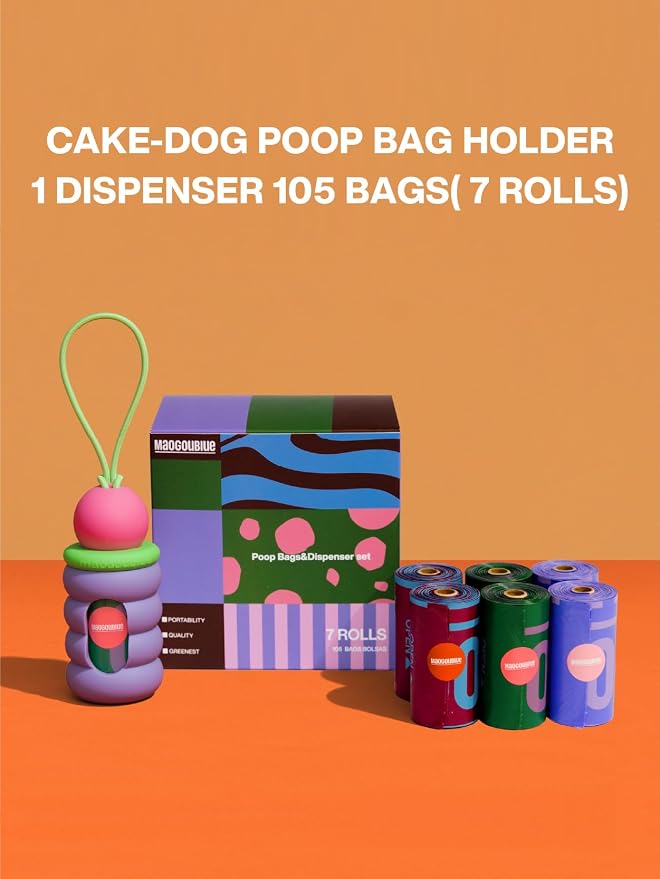 Dog Poop Bags with Dispenser, Leak Proof and Extra Thick Pet Waste Bags for Walking Dog and Cats Litter, 1 Bag Holder and 105 Bags (Purple) - Image 6