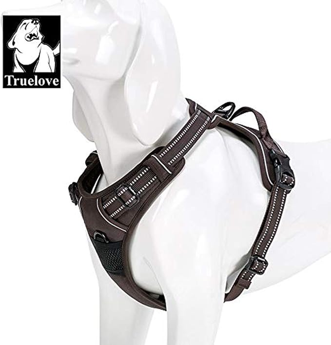 TRUE LOVE Adjustable No-Pull Dog Harness Reflective Pup Vest Harnesses Comfortable Control Brilliant Colors Truelove TLH5651(Brown,XL) | Front Clip, No-Choke, Soft Padded, Control Handle, Anti Escape, Dog Car Harness, Walking and Training, Escape Proof... - Image 7
