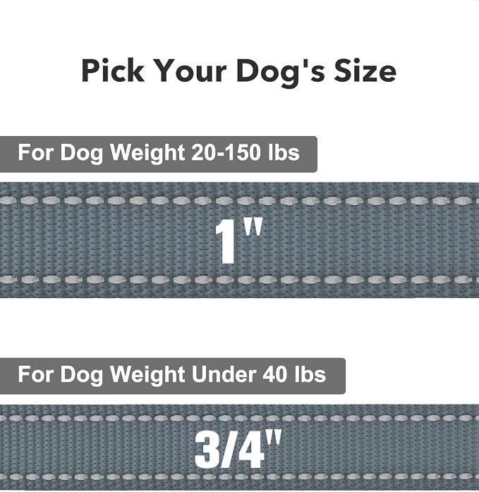 Taglory Reflective Dog Leash for Small Dogs, 3/4in x 6ft, Grey | Ideal for Night Walking, Strong for Sudden Pulls, Lightweight & Gentle on the Neck, Soft Padded Handle - Image 4