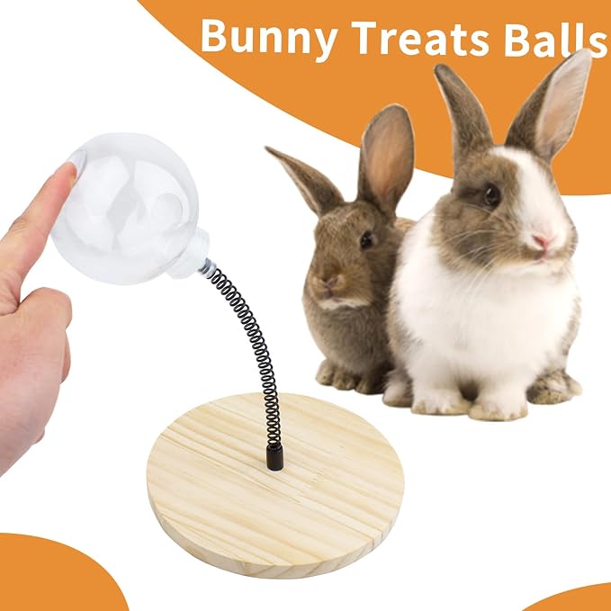 FlidRunest Rabbit Foraging Ball with Wooden Base, Interactive Slow Feed Treat Ball Release Puzzle Toy for Rabbit, Feeder Boredom Busting Fun Maintain Your Bunny Entertained - Image 5