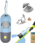 YUCHIYA Dog Poop Bag Holder Dispenser with LED Flashlight(Blue) | 100ft Ultra-Bright LED|Glow-in-the-Dark Avacado Clip|Metal Carabiner&Silicone Tether|15 Leak-Proof Scented Waste Bags by YUCHIYA
