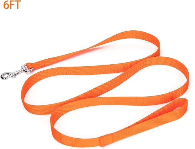 Strong Durable 6ft Nylon Dog Training Leash, 1 Inch Wide Traction Rope, for Small and Medium Dog (Orange, 6 Feet) - Image 2