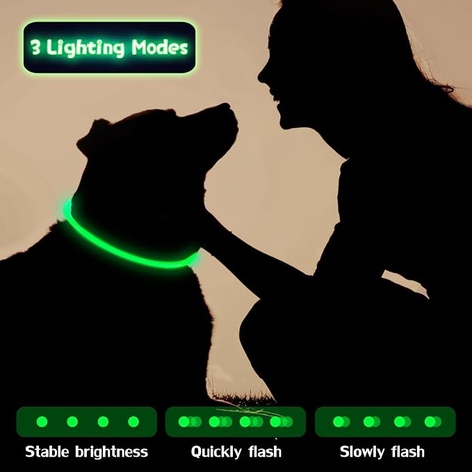 Weewooday 3 Pcs Light up Dog Collars USB Rechargeable LED | USB Waterproof Glow Collar, Adjustable Lighted Necklace for Night Walking, Fits Large Medium Small Dogs, High Visibility - Image 6