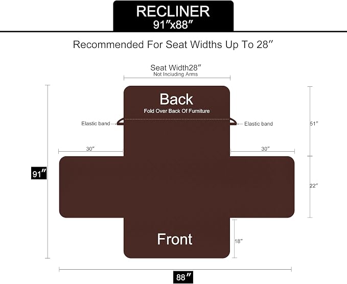 U-NICE HOME Reversible Recliner Chair Covers, Huntergreen/Sage | 28''Recliner Cover for dogs Washable, Pet Friendly, Elastic Straps, Water Repellent, Diamond Quilted - Image 6