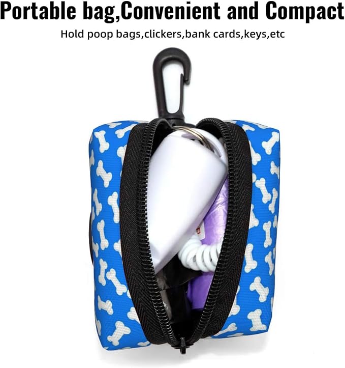 Dog Poop Bag Holder for Leashes - Lightweight Pet Waste Bags Dispenser Doggy Zippered Pouch for Puppy Walking Accessories(Dog Bones) - Image 5