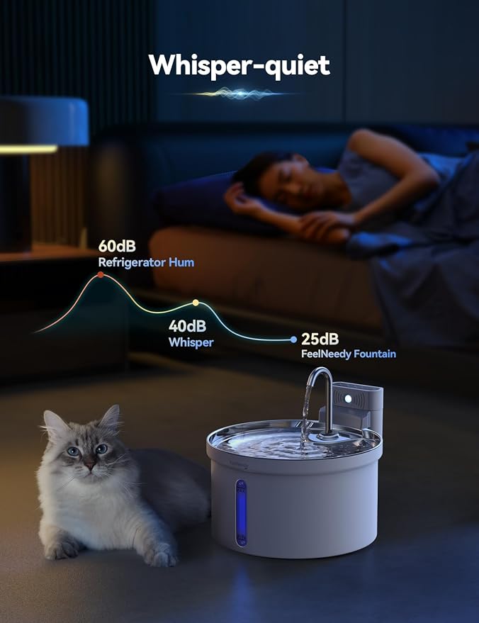 Wireless Cat Water Fountain [Water & Battery Separation] FEELNEEDY Automatic Pet Water Dispenser with Motion Sensor, 3.5L/118oz 4000mAh Battery Operated Water Fountains for Cats Dogs - Image 7