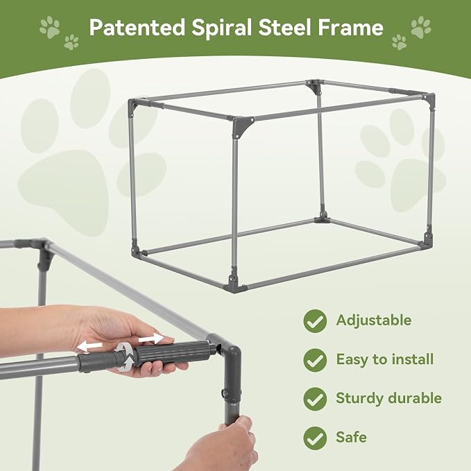 PETSFIT 30" Soft Portable Dog Crate – Patented Spiral Sturdy Frame, Collapsible Travel Kennel for Medium Dogs, 3 Mesh Door, Lockable Zippers, Indoor & Car Use Green - Image 3