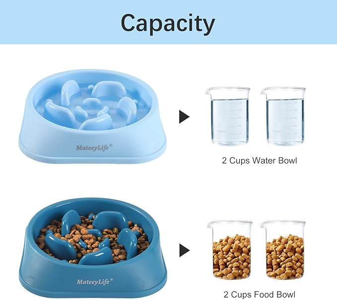 MateeyLife 2-Pack Slow Feeder Dog Bowls, 2 Cups, Dog Puzzle Feeder Bowl | Food-contact safe, dishwasher safe, non-slip base, maze design, for fast eaters, for dogs and cats, daily mealtimes - Image 5