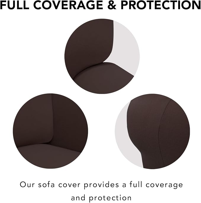 PureFit Super Stretch Sofa Slipcover – Spandex Non Slip Soft Couch Sofa Cover, Washable Furniture Protector with Non Skid Foam and Elastic Bottom for Kids, Pets (Oversized Loveseat, Chocolate) - Image 4