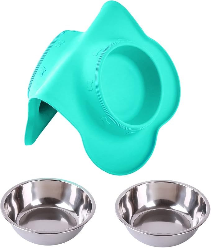 Hubulk Pet Dog Bowls 2 Stainless Steel Dog Bowl with No Spill Non-Skid Silicone Mat + Pet Food Scoop Water and Food Feeder Bowls for Feeding Small Medium Large Dogs Cats Puppies (Medium, Mint Green) - Image 7