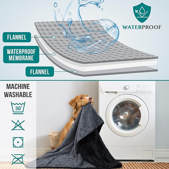 PetAmi Waterproof Dog Blanket, Leakproof Puppy Blanket, 29x40 Black Gray | For Small Medium Pets, Furniture Sofa Couch Cover Protector, Fleece Throw Indoor Cat Kitten, Reversible Washable Soft Plush - Image 4