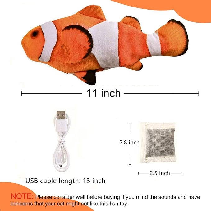 Tocirelo Cat Toy Flopping Fish - Interactive Cat Toy for Indoor Bored Cats | Automatic Moving Floppy Fish Dog Toy, 11" Realistic Electric Kitten Kicker Exercise Stuff with Catnip SilverVine - Image 5