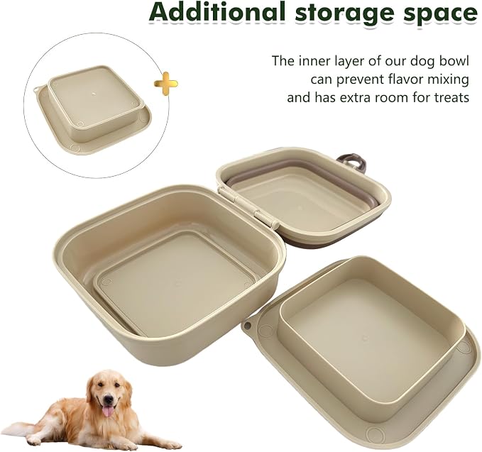 Collapsible Dog Bowls, Travel Food and Water Double Bowl for Cats & Dogs, 2-in-1 Portable BPA-Free Feeding Solution, Perfect for Traveling, Camping & Walking (L/ 100oz) - Image 5