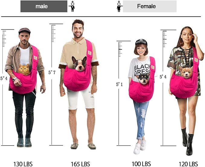 TOMKAS Dog Sling Carrier for Small Dogs Puppy Carrier for Small Dogs (Rose red, Adjustable Strap for 3-10 lbs & Zipper Pocket) - Image 9