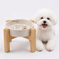 Elevated Ceramic Slow Feeder Dog Bowls Anti-Choking Slow Feeding for Small&Medium Size Anti-Slip Non-Lead & Toxic Durable Easy to Clean Maze Slow Feeder Bowl（8.26in Marble Brown Stars Pattern） by addggo