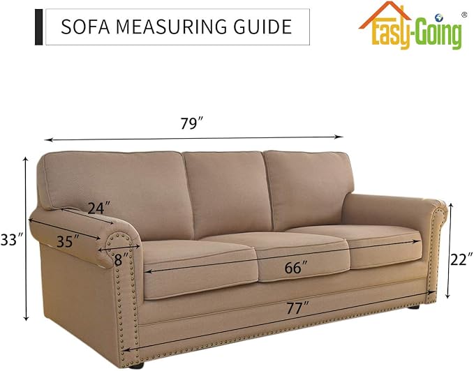 Easy-Going Reversible Couch Cover for 3 Cushion Sofa, Large Brown/Beige | Machine Washable Slipcover For Dogs, Water Resistant Furniture Mat For Living Room, Non-Slip Sofa Cover, Pet Friendly - Image 7