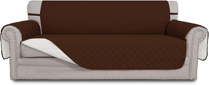 Easy-Going Reversible Couch Cover, 4 Seater Sofa, Coffee/Ivory | XX-Large Sofa, Washable Slipcover For Dogs, Water Resistant Mat, Living Room, Non-Slip Sofa Cover, Pet Friendly by Easy-Going