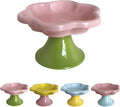 Ceramic Elevated Cat Bowls Flower Dish,Small Raised Dish.Flower Ceramic Raised Bowls for Cats and Small Dogs reducing pet’s Neck Bending and Pressure （Pink Green） by Unknown