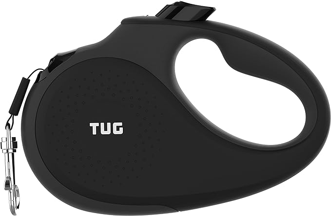 TUG Original Retractable Dog Leash, Anti-Slip, 16’ Tape (Large, Black/Grey) | Anti-Slip Handle, 16 ft Strong Nylon Tape, One-Handed Brake, Pause, Lock by TUG