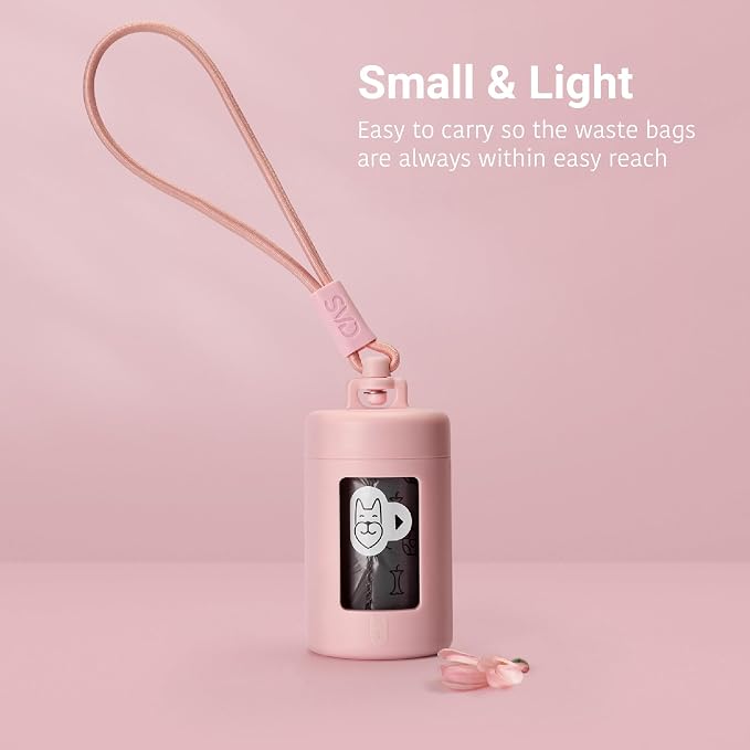 SVD.PET Retractable Dog Poop Bag Dispenser and Waste Bag Holder Kit, Pink | Lightweight, Stretchy Strap Fits Any Dog Leash, Leak-Proof Bag Starter Roll Included, Dog Essentials for Walking and Travel - Image 4