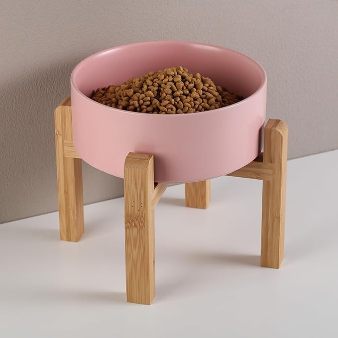 Pink Raised/Elevated Ceramic Dog Bowl for Medium Large Sized Breeds,Large Dog Food Water Bowl with Stand,8 in Non Slip Heavy Weighted 1800ml/ 7.6 Cups/60 OZ - Image 5