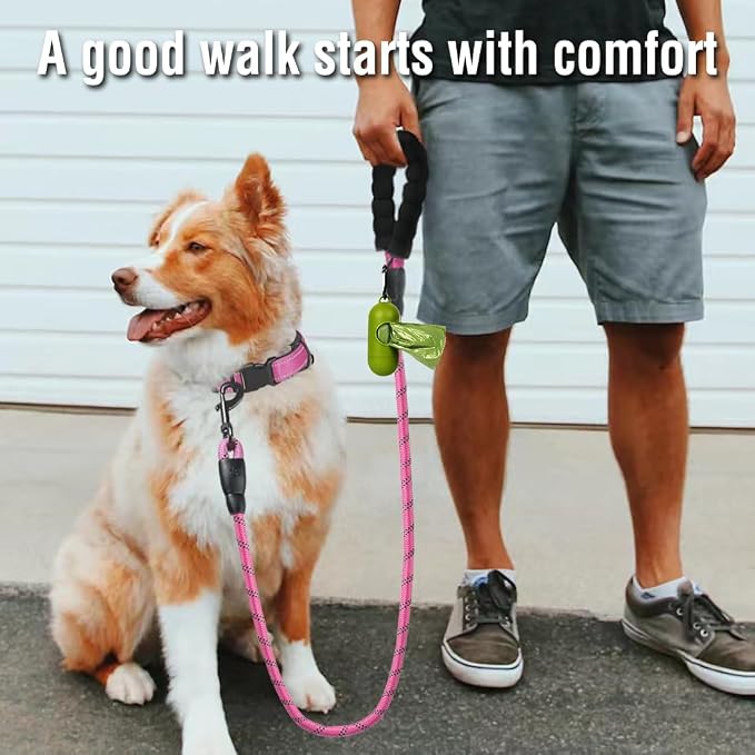 COOYOO Dog Leash 6 FT Heavy Duty - Comfortable Padded Handle - 1/2 inch Reflective Dog Leash for Medium Large Dogs with Poo Bag Dispenser - Image 3