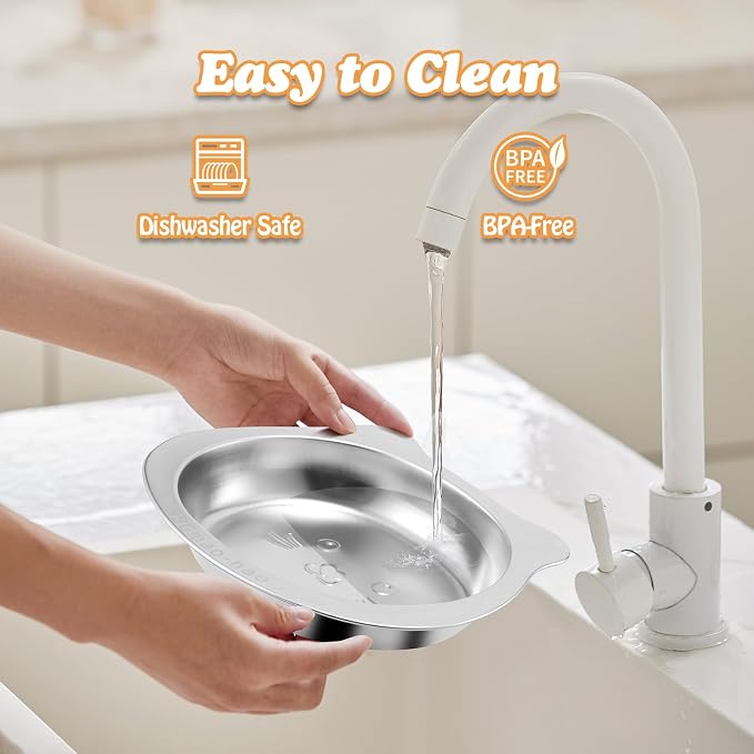 Elevated Cat Bowls with Non-Slip Mat - 7.1" Wide Whisker Friendly Dishes, Neck Stress-Free, Raised Stainless Steel Bowls for Flat-Faced/Senior Cats & Small Dogs, Indoor/Travel Use, 2-Pack - Image 4