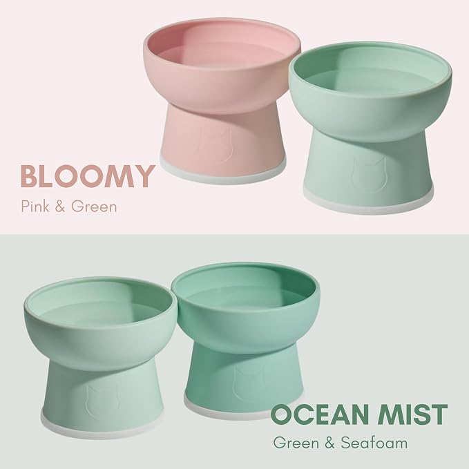 Necoichi BPA-Free Plastic Elevated Cat Water Bowls, 2-Pack (Ocean Mist) - Image 10