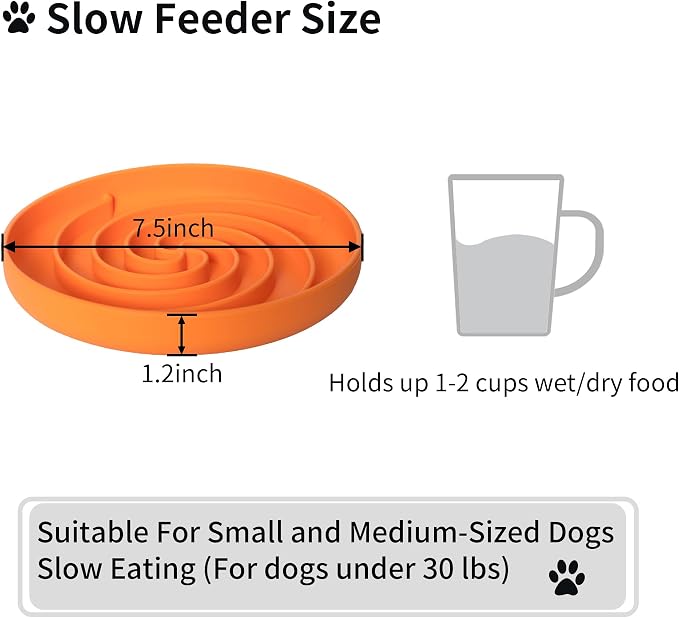Bifeaw Slow Feeder Dog Bowls, Dishwasher Microwave Safe Silicone Puppy Puzzle Bowl with Non-Slip Design for Eating (Green and Orange) - Image 6