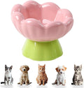 DIF DECO Ceramic Raised Cat Bowl, Pink Elevated Food Bowls for Food and Water Protecting Spine and Whisker Friendly, Tulip Shape Cute Pet Feeder Dish for Indoor Cats and Small Dogs (Height 4.1 inch) by DIFDECO