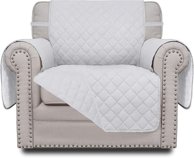 Easy-Going Chair Sofa Slipcover Reversible Sofa Cover Water Resistant Couch Cover Furniture Protector Cover with Elastic Straps for Pets Kids Children Dog Cat (Chair, White/White) | Machine Washable Slipcover For Dogs, Water Resistant Furniture Mat For... by Easy-Going