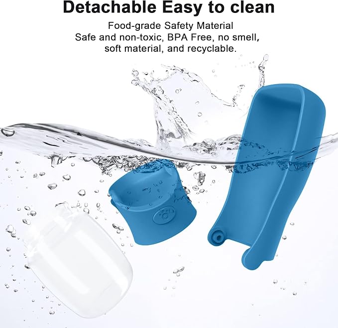 Portable Dog Water Bottle for Walking – 19oz / 12oz Foldable Pet Water Dispenser for Puppies, Medium & Large Dogs – Leak Proof Travel Water Bowl for Small Animals Dog Accessories(12OZ Dark Blue) - Image 3