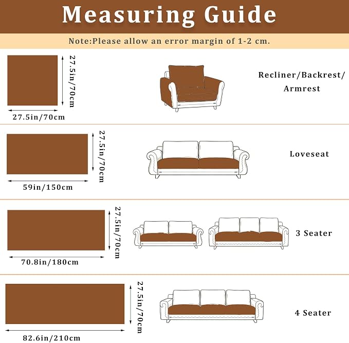 Couch Arm Covers, Sofa Arm Cover, 100% Waterproof Armrest Covers, Anti-Slip Pet Proof Armrest Protectors for Couch Loveseat Armchair Headrest, Only 1 Single Arm Cover (Dark Coffee, 27.5"x27.5") - Image 8